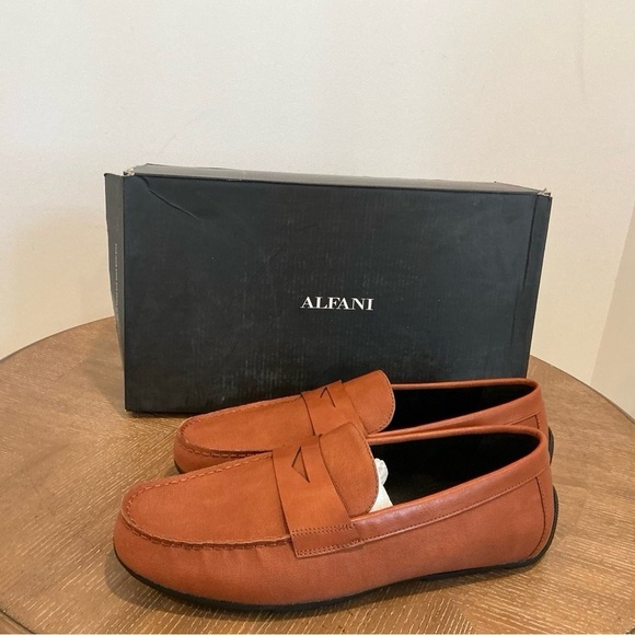Alfani Mens Brown Penny Comfort Iker Round Toe Slip On Loafers